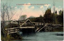 Adirondack Typical Mountain Stream Wooden Bridge 1910 NY  picture