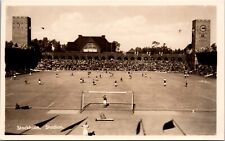 Real Photo Postcard Stockholm Stadium Soccer Football Game picture