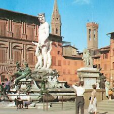 Postcard Italy Florence Firenze Signoria Square Neptune's Fountain Tuscany Regio picture