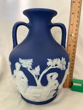 1890s Dark Blue Wedgwood Jasperware Portland Vase 8” amphora picture
