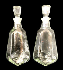 2 Crystal Liquor Bottle DECANTERS Unique Heavy Glass Decanters w/Stoppers 750 mL picture