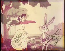 Unique Mel Blanc Twice Autographed Photo Bugs Bunny & Drunk Stork Conversation picture