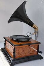 Vintage Antique Gramophone HMV Phonograph Record Player Portable Working 78 Win picture