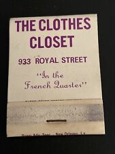 Vintage Matchbook The Clothes Closet French Quarter New Orleans Tobacco Matches picture