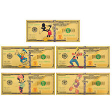 5 pieces mickey-mouse donald-duck gold foil banknote cartoon card for kid's gift picture