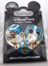 Disney Pin Mickey & Minnie Mouse Two Piece Hinged Heart 2016 Disney Couples  picture