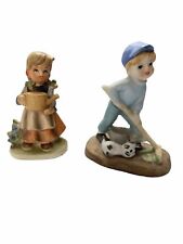 Vintage Pair Of Bisque Porcelain Figurines Boy And Girl picture