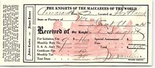 1915 PORTLAND ME KNIGHTS OF THE MACCABEES OF THE WORLD BILLHEAD RECEIPT Z1091 picture