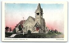 c1920 KULPSVILLE PA LUTHERAN CHURCH HAND COLORED UNPOSTED POSTCARD P4108 picture