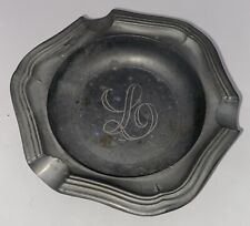 Vintage Pewter Large Cigar Ashtray 4.75 in “L” In Center Angel Marking On Bottom picture