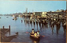 Gloucester MA Ship Port Girls in Boat Massachusetts Vintage Postcard c1960 picture