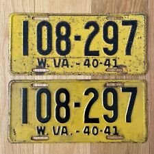 1940-41 West Virginia RARE Double License Plate Tag original. picture