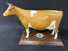 Vtg 40s 50s Golden Guernsey Milk Cow Advertising Resin Figure 10” Dairy Cow Milk picture