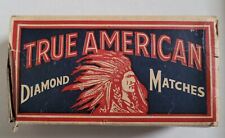 Old True American Diamond Matches Cardboard Match Box W/ Indian Picture  picture