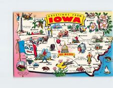 Postcard Greetings from Iowa Hawkeye State Map Iowa USA picture
