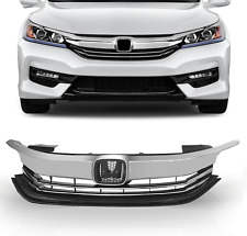 Front Bumper Grille Black with Chrome Grill Compatible with 2016 2017 Honda Acco picture