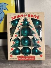 Vintage Shiny Brite Ornaments Green With Original Box picture