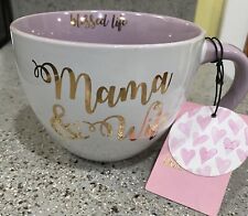Sheffield Home MAMA & WIFE BLESSED LIFE Oversized White Purple MUG Coffee Tea picture