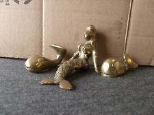 Vintage Brass Mermaid and Whales Shelf Figurines picture