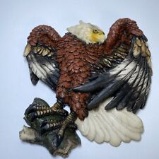 Realistic looking Bold Eagle Sitting on Tree Stump Resin Figurine 8in picture