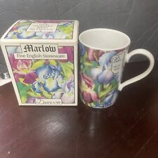 VTG Dunoon Scotland Marlow Iris Coffee Mug Tea Cup Purple/Pinks Gold New In Box picture
