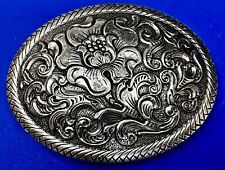 Western silver tone Floral flower swirl design Cowboys belt buckle by Crumrine picture