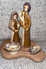 4 Piece  Nativity Scene Unique Vintage Handmade of Clay Christmas Faceless  picture
