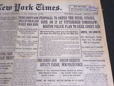 1919 SEPTEMBER 16 NEW YORK TIMES - PROPOSAL TO DEFER THE STEEL STRIKE - NT 7024 picture