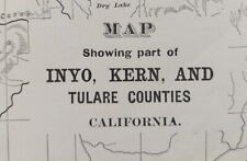Antique 1893 INYO KERN TULARE COUNTIES CALIFORNIA Map 22