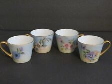 Beautiful Vintage Handpainted Porcelain 4 Cups, Floral designs, all different. picture