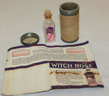 ANTIQUE WITCH ROSE SAMPLE MEDICINE BOTTLE PONTIAC MICH W/ PAPER AND CAN NOS  picture