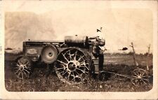 RPPC Antique J I Case Tractor Closeup With Implement Velox 1907-1917 Unposted picture