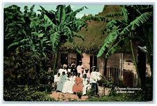 c1910 Men Wearing Hat A Panama Household and Their Home Unposted Postcard picture