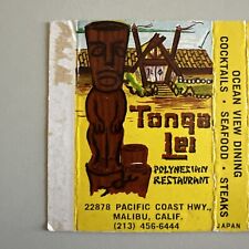 Vintage 1970s Tonga Lei Tiki Bar Malibu CA Matchbook Cover picture