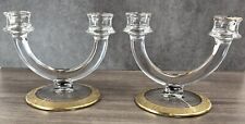 Set of 2 Double candlestick holders Rambler Rose Gold encrusted rims - lotus picture