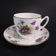 Vintage Victorian Teacup  Saucer Duchess England Purple Violet Floral Bone China picture