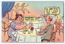 c1930's Couple Having Dinner Sexy Girls That's Hot Unposted Vintage Postcard picture