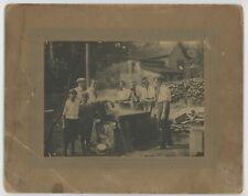 Antique c1900s Incredible Photo of Men & Boys Having Lobster Bake Outside Home picture