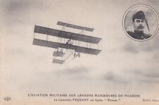 CPA 60 MILITARY AVIATION MANEUVERS PICARDY Lieutenant FEQUANT s/Biplan FARMAN picture