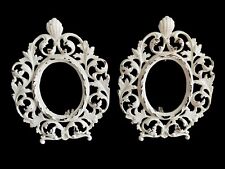 Pair Of Victorian Chic 11X9” Oval Picture Frames Easel Back Free Stand Cast Iron picture