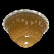 VINTAGE CEILING LIGHT LAMP SHADE GLOBE Art Deco 3 Hole Orange Floral Glass #162 picture
