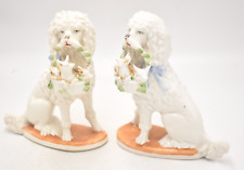 Antique German Mantle Dogs Pair Porcelain No 2366 Poodle Dog Figurines Statues picture