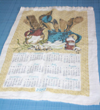 Vintage 1981 Calendar Cotton Kitchen Tea Towel Kitchen Utensil Design 24