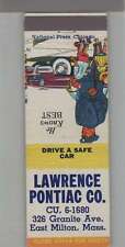 Matchbook Cover - Vintage Pontiac Dealer - Lawrence Pontiac East Milton, MA picture