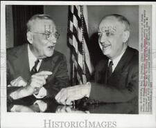 1957 Press Photo State Secretary Dulles and Christian Pineau talk in Washington. picture