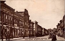 1911 Antique Postcard Main Street Between 2nd & 3rd Rushville Indiana Rush IN picture