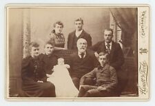 Antique Circa 1880s Cabinet Card Stunning Portrait Family of Eight Cortland, NY picture