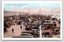 c1920s~Produce Farmers Market~Trucks~Los Angeles California CA~Antique Postcard picture