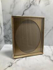 Vintage 70s Shadow Box Gold Metal Picture Frame 9X11 Oval Gold Mat 8X10 Photo picture