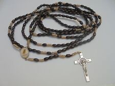 20 Decade Sacred Mysteries Rosary WOOD beads 43inc+Gift Holy Card picture